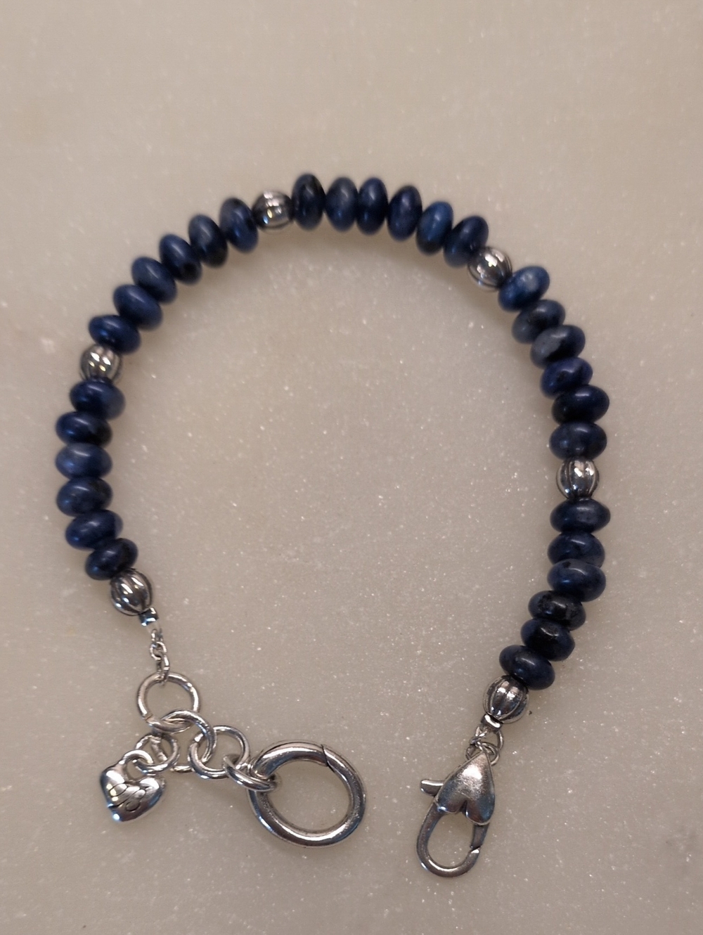 Brighton Lapis Lazuli Blue Beaded Charm Holder Bracelet - Custom, Like New!